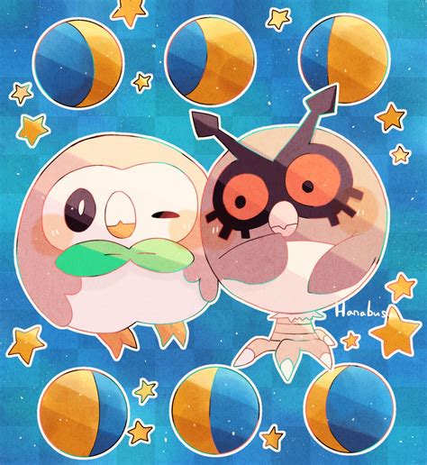 Rowlet And Hoothoot Pokemon Drawn By Hanabusaoekaki Danbooru