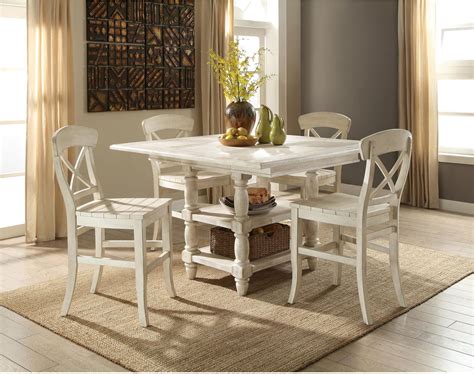 Regan Farmhouse White Extendable Counter Height Dining Room Set From