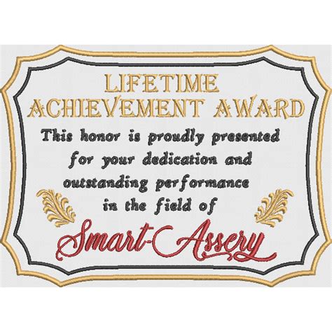 Lifetime Achievement Award Emfreudery Designs