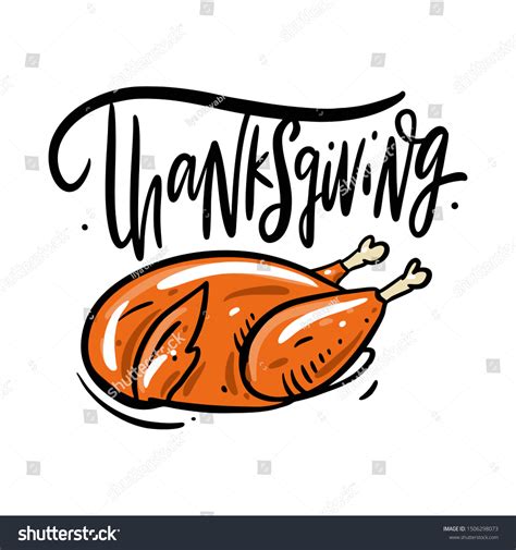 Thanksgiving Lettering Turkey Illustration Isolated On Stock Vector