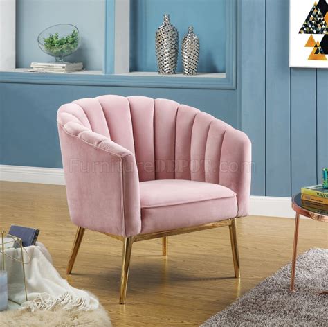 Colla Set Of 2 Accent Chairs 59814 In Pink Velvet And Gold By Acme