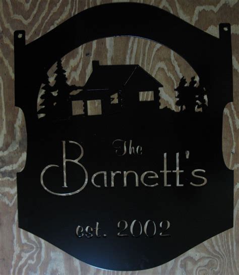 Personalized Metal Sign With Cabin Scene By Signperformance