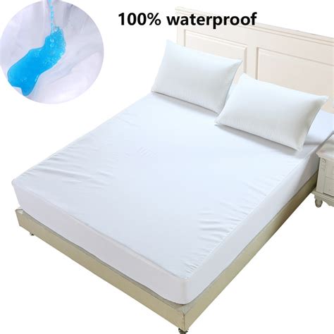 Waterproof Solid Mattress Cover King Queen Full Twin Single Size Fitted