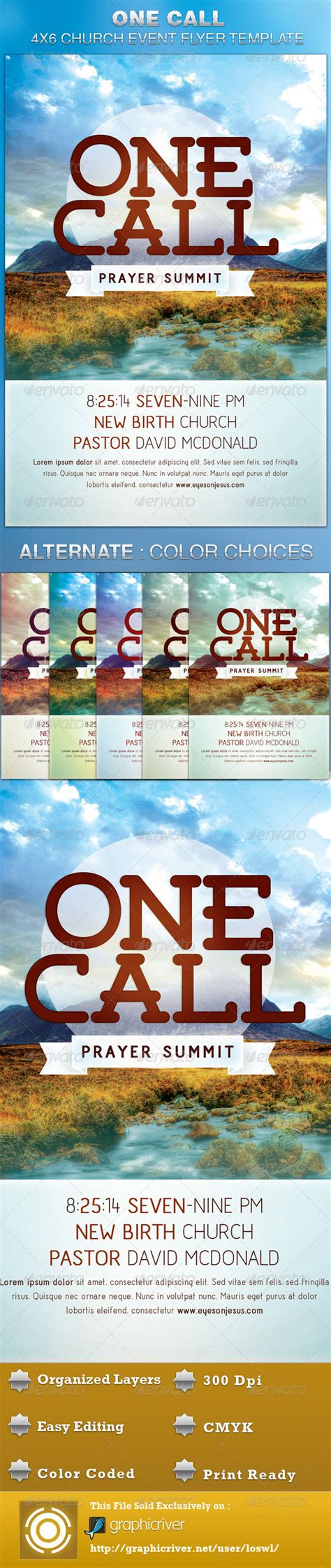 One Call Church Flyer Template By Loswl Graphicriver