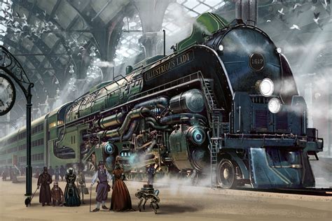 Pin By Novita On Art Steampunk City Train Art Dieselpunk