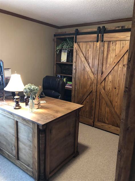 When we think of lodge decor, we envision hand crafted rustic elegance. Barn Door Bookshelves / Bookcase / Office / Custom ...
