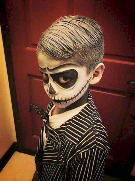 Little Boy Dressed As Jack Skellington With Face Makeup Toddler
