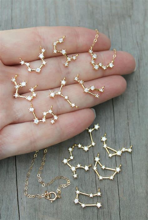 Celestial Constellation Necklace Cubic Zirconia Diamonds K Etsy