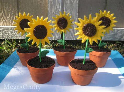 When growing sunflowers in a pot, first make sure there is a drainage system to accommodate your plant or take more care when watering as to not the sunflowers i am about to list are not specifically used for the purpose of growing edible sunflower seeds. Mega•Crafty: Sunflower Cupcakes- with Edible Flower Pots!