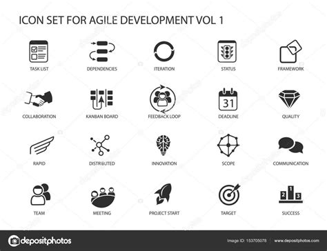 Agile Software Development Vector Icon Set Stock Vector Image By ©nils