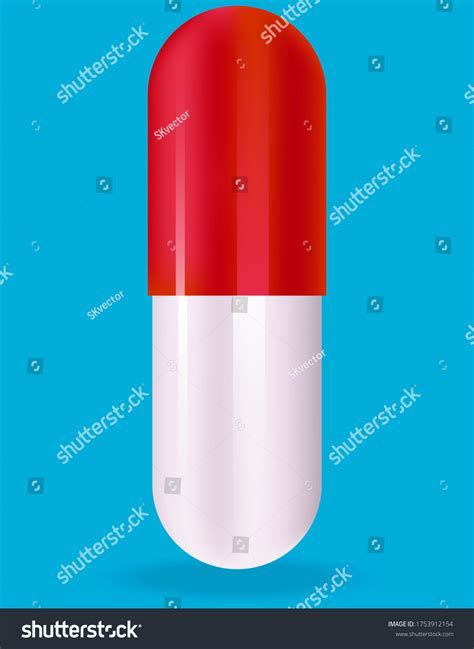 Red White Capsule Pill Realistic Style Stock Vector Royalty Free