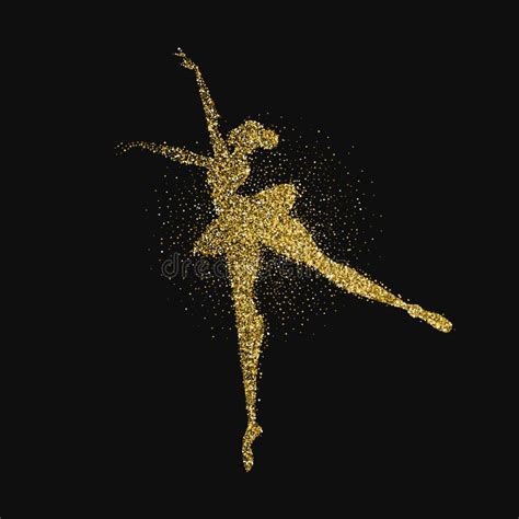 Ballet Dancer Girl Gold Glitter Splash Background Stock Vector