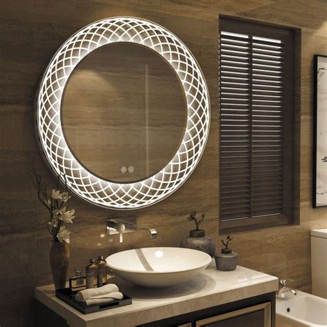 Plain bathroom mirror round modern frameless bevelled wall mounted 500 x 500mm. Shop Frameless Wall Mounted LED Bathroom Mirror - Free ...