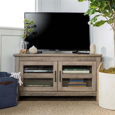 Access to regular exclusive offers and special discounts. Walker Edison Furniture Company Cordoba 44 in. Gray Wash Wood Corner TV Stand 50 in. with Doors ...