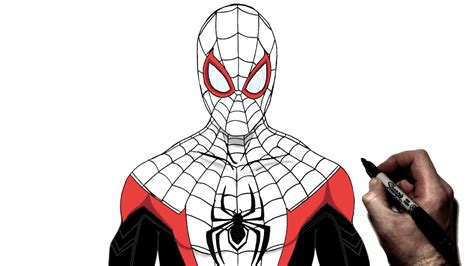 How To Draw Spiderman Miles Morales Step By Step Marvel Youtube
