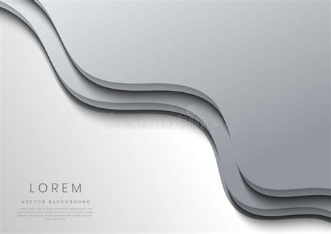 Abstract Template Wavy Curved Grey Layers On White Background Stock