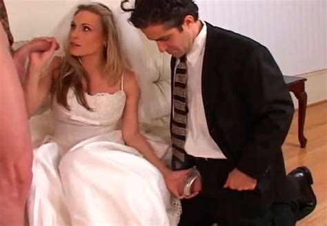 cuckold is watching his fiance sucking dick of another man on the wedding video
