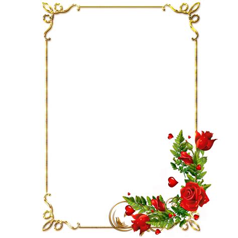 Frames Png Douradas Com Rosa Vermelhas Imagens Para Photoshop