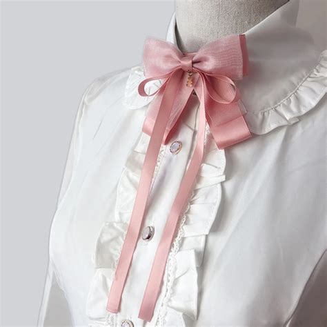 Korean Sweet Long Ribbon Bowtie Brooch Bow Tie Ribbon Ties Necktie College Uniform Shirt Blouse