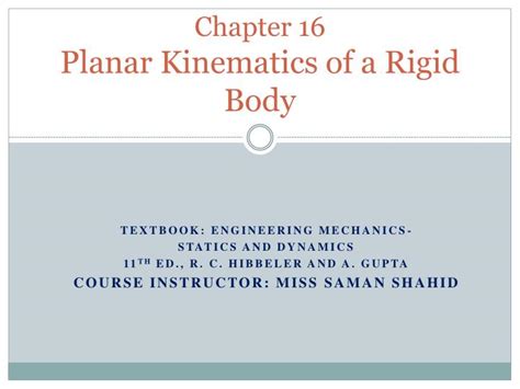 Ppt Chapter 16 Planar Kinematics Of A Rigid Body Powerpoint