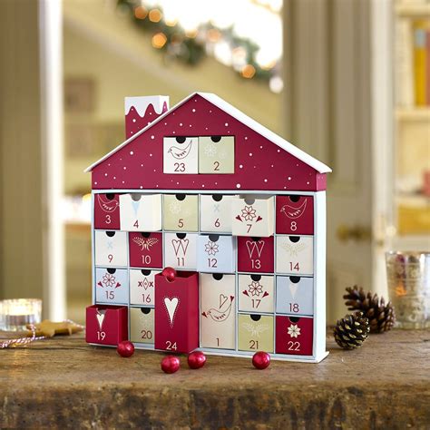 Reusable Christmas Advent Calendar House With Chocolates In Drawers