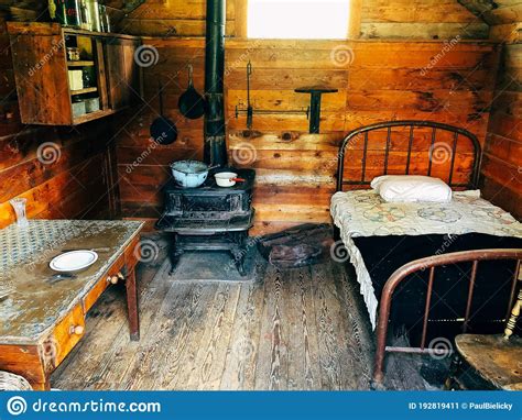 Inside A Miner S Log Cabin In Barkerville Editorial Photo