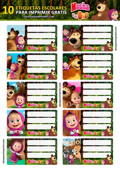 Etiquetas De Masha Y El Oso Para Imprimir Masha Y El Oso Decoracion Sexiz Pix