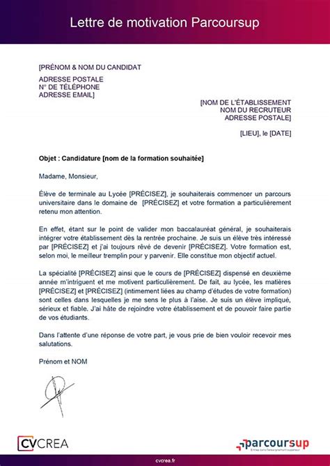 Lettre De Motivation Parcoursup Exemple Gratuit 2024