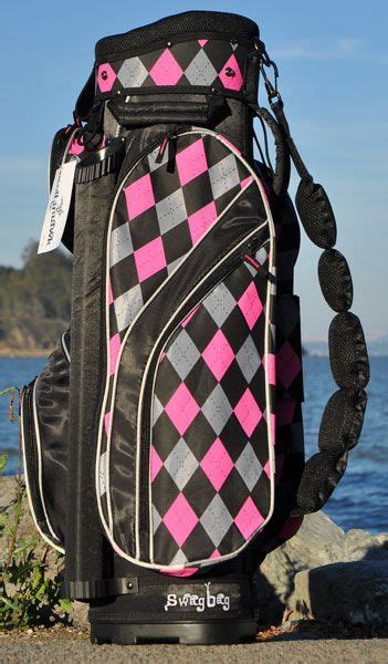 Molhimawk Ladies Swag Golf Cart Bags Pink And Black Argyle Ladies