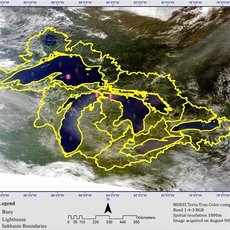 Map Of The Great Lakes Drainage Basin And Sub Basin Boundaries Overlay