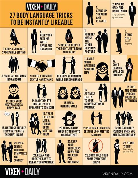 27 Body Language Tricks To Be Instantly Likeable Infographic Formation