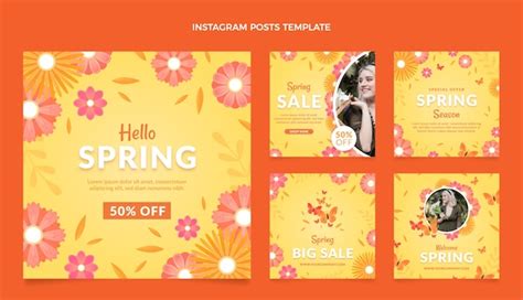 Free Vector Spring Instagram Post Collection Flat Design