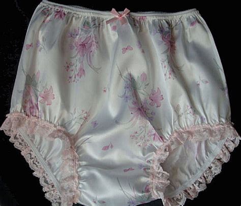 Printed Satin Handmade Sissy High Waist Panties W Leg Lace S 2xl