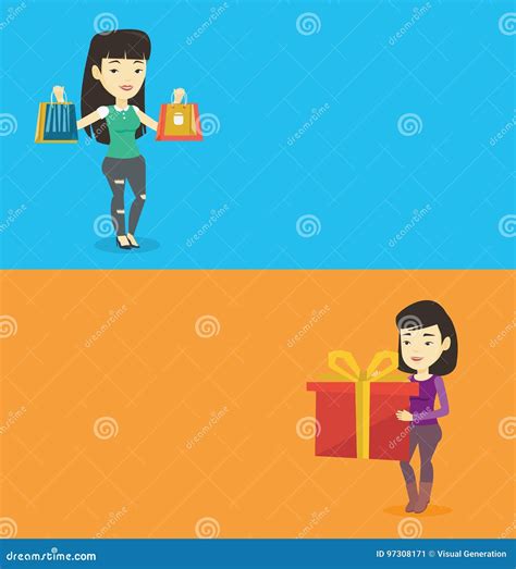 Two Shopping Banners With Space For Text Stock Vector Illustration