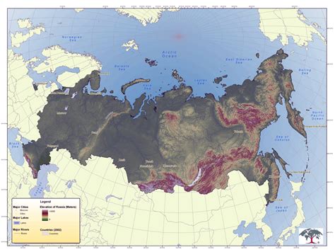 Large Detailed Elevation Map Of Russia Russia Large Detailed Elevation