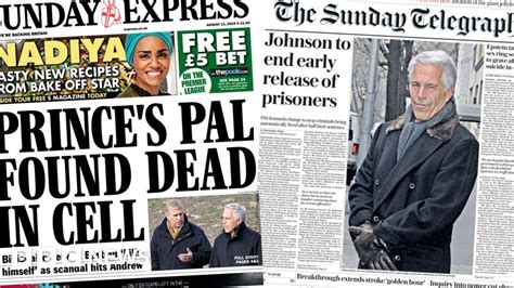 Newspaper Headlines Epsteins Death And Pms Tough Jail Term Plan Bbc News