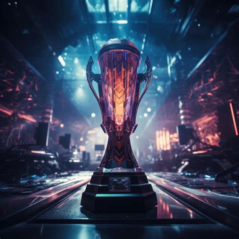 Premium Ai Image Esports Winner Trophy Standing On A Stage In The Middle Of The Computer Video