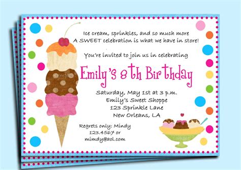 View Ice Cream Birthday Invitations Pictures Free Invitation Template