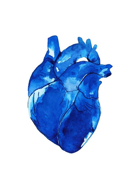 Watercolor Blue Heart Art Print By Artume Studio Heart Art Print