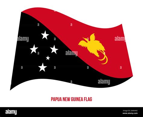 Papua New Guinea Flag Waving Vector Illustration On White Background