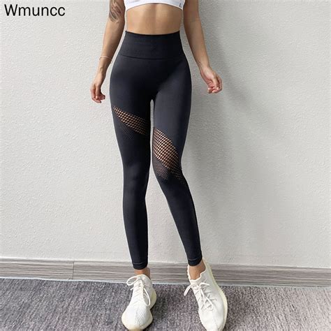 Wmuncc Seamless Gym Leggings Squat Proof Women Hollow Out Design High Waist Tummy Control