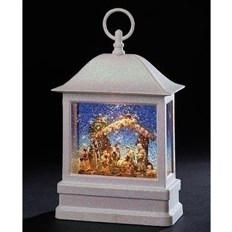 Nativity Lighted Swirl Lantern Water Globe The Music Box Company