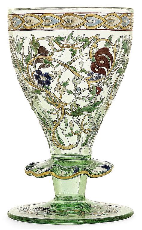 Lot Émile GallÉ 1846 1904 An Enamelled Tinted Glass Stemmed Glass Gold Highlight Enamelled
