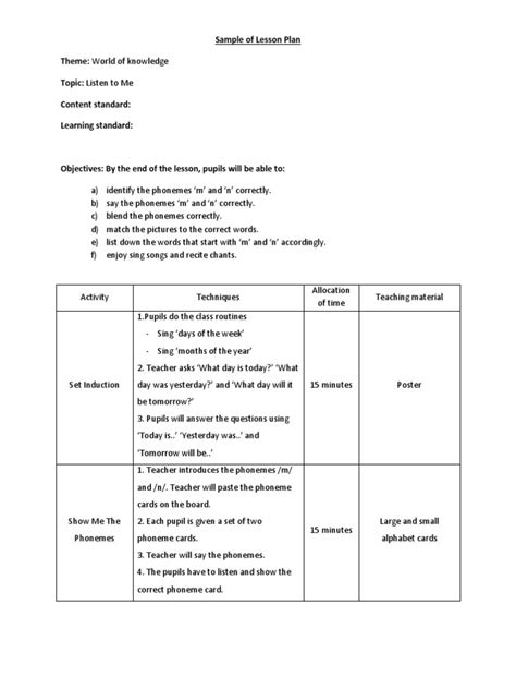 Effective Lesson Planning Pdf Lesson Plan English As A Second Or Gambaran