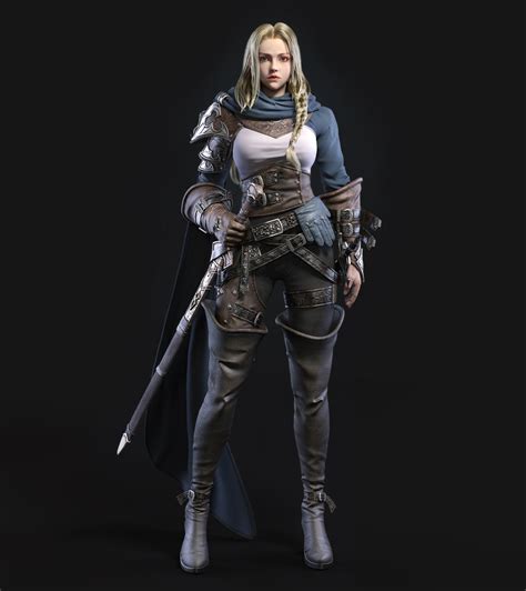 Wallpaper Cgi Women Warrior Blonde Long Hair Braids Armor Cape