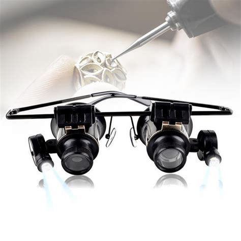 led 20x magnifier magnifying dual eye glasses loupe lens jeweler magnifying watch jeweller