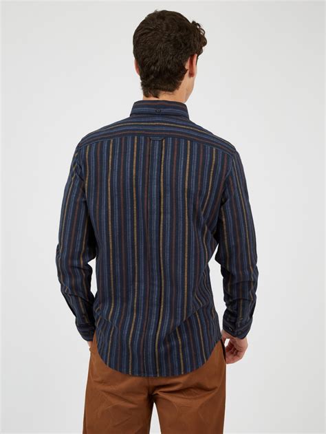 Ben Sherman Mens Shirting Long Sleeve Brushed Vertical Stripe Shirt
