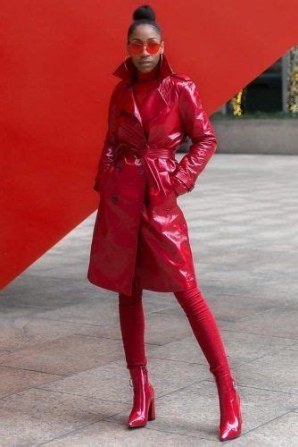 Pin By Helgey On Sexy Red Leather Vinyl Clothing Trench Coat Outfit