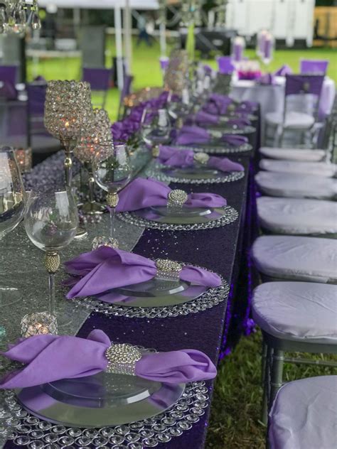 Bridal Party Table Purple And Silver Wedding Purple Wedding Theme