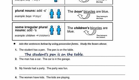 plural possessive nouns worksheets with answers